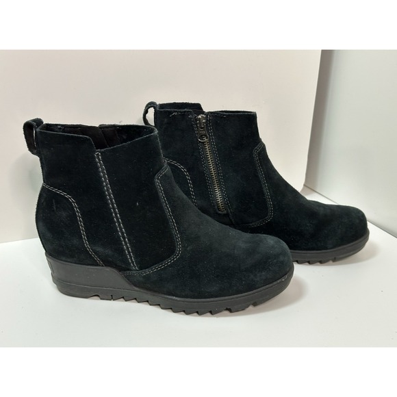 Sorel Women's Evie Bootie Waterproof Side‎ Zipper Suede Boots Black Size 7 - Picture 2 of 7